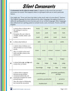 Silent Consonants - List & Word Cards
