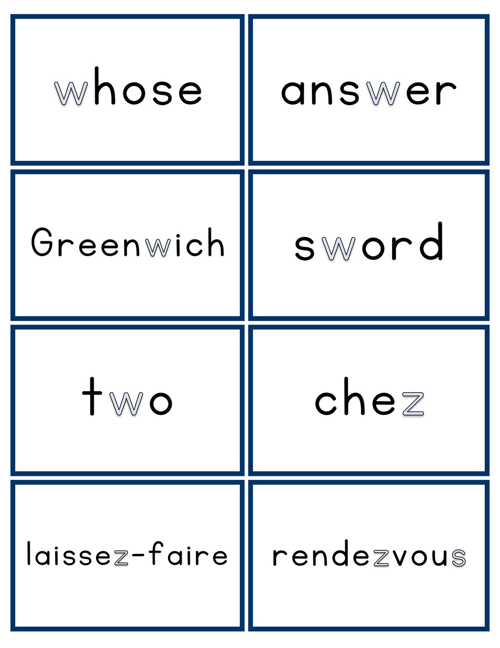 Silent Consonants - List & Word Cards