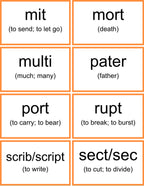 Greek and Latin Root Words (lists & flashcards)