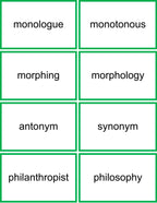 Greek and Latin Root Words (lists & flashcards)