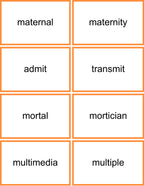 Greek and Latin Root Words (lists & flashcards)