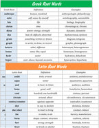 Greek and Latin Root Words (lists & flashcards)