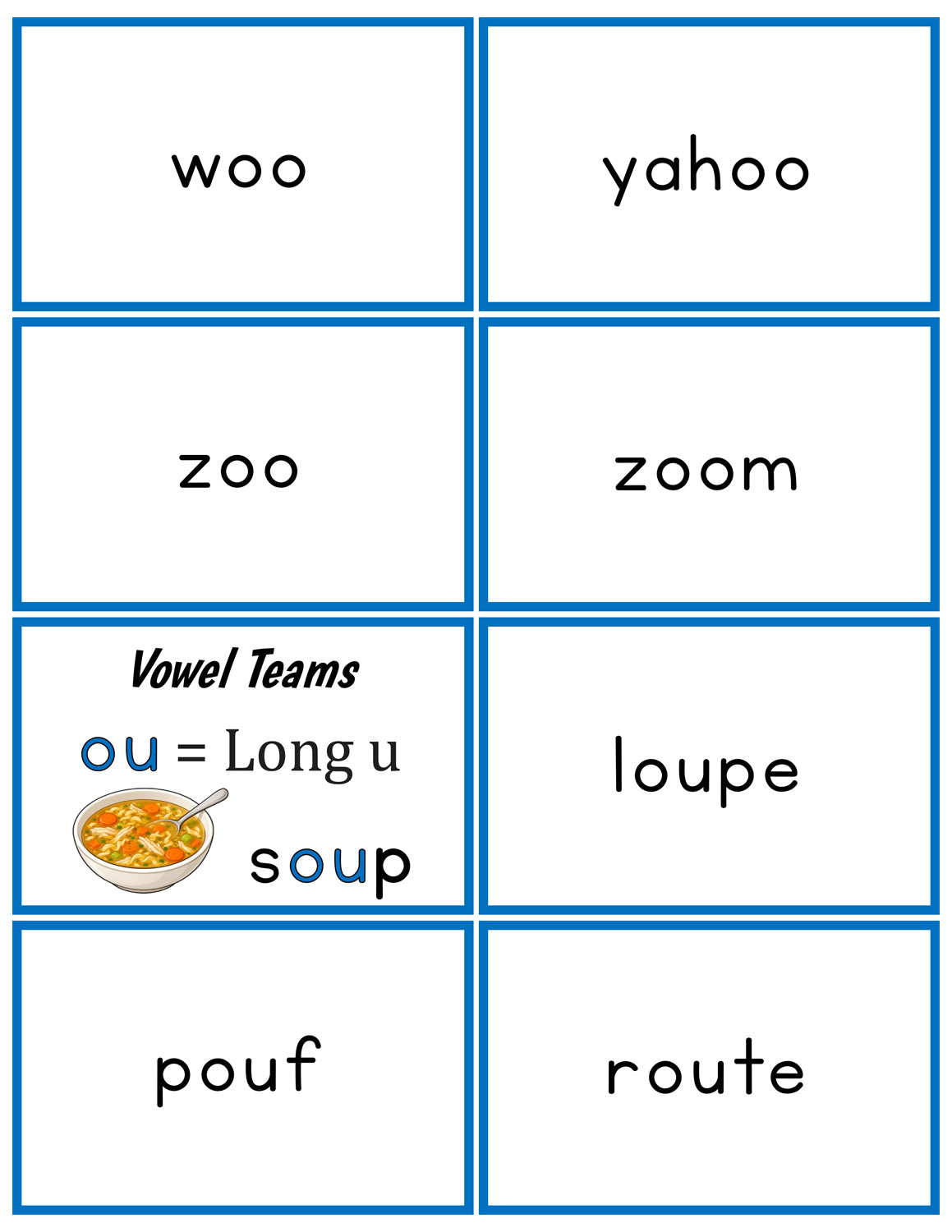 Vowel Teams (lists & flashcards)