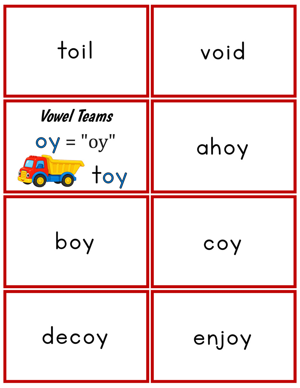 Vowel Teams (lists & flashcards)