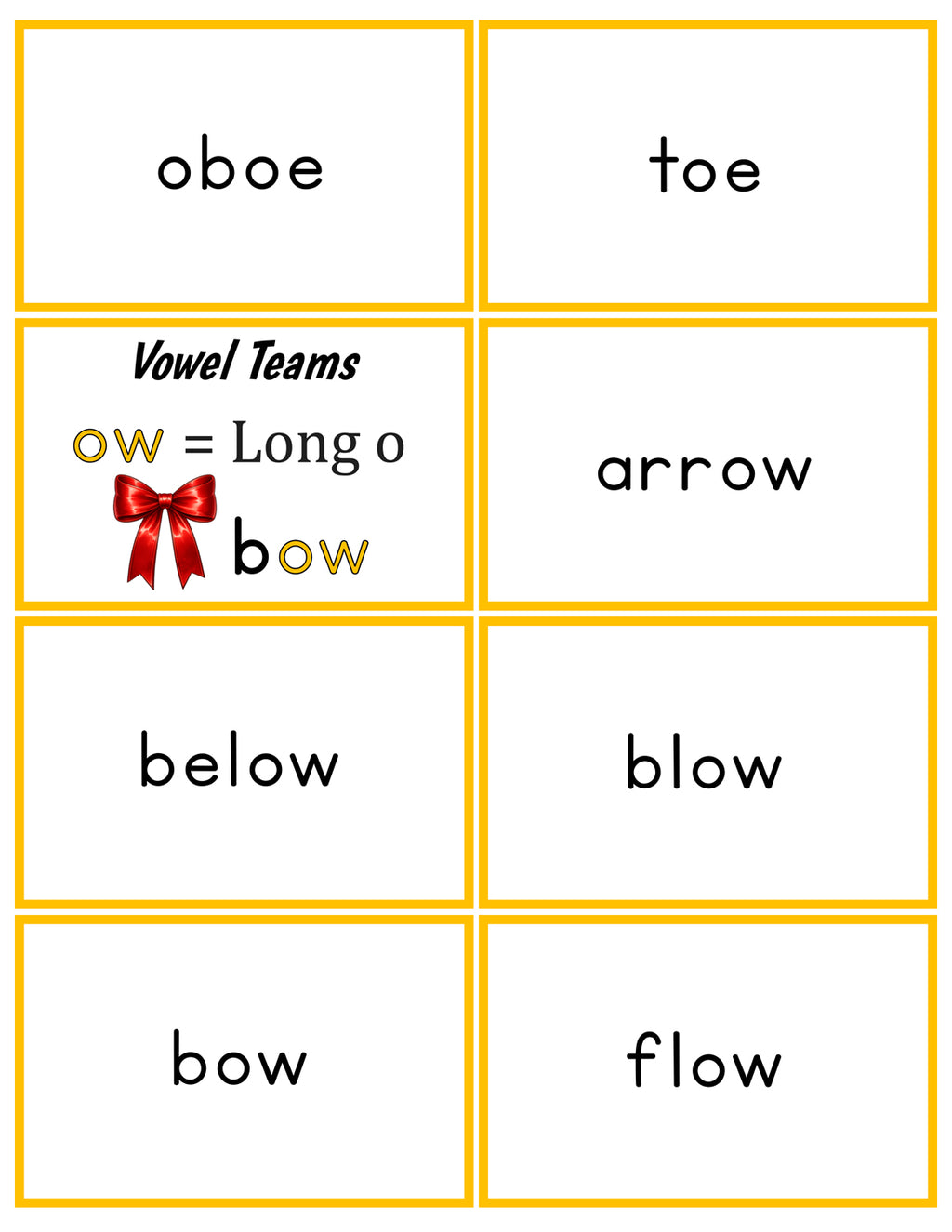 Vowel Teams (lists & flashcards)