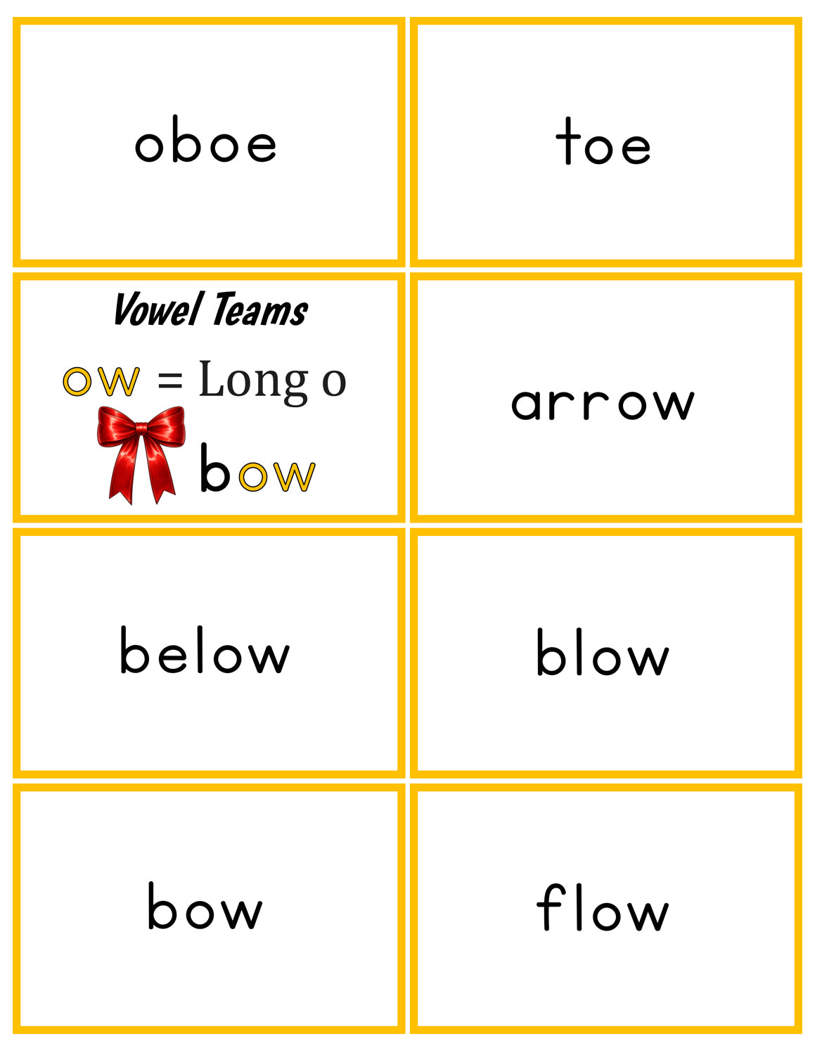Vowel Teams (lists & flashcards)