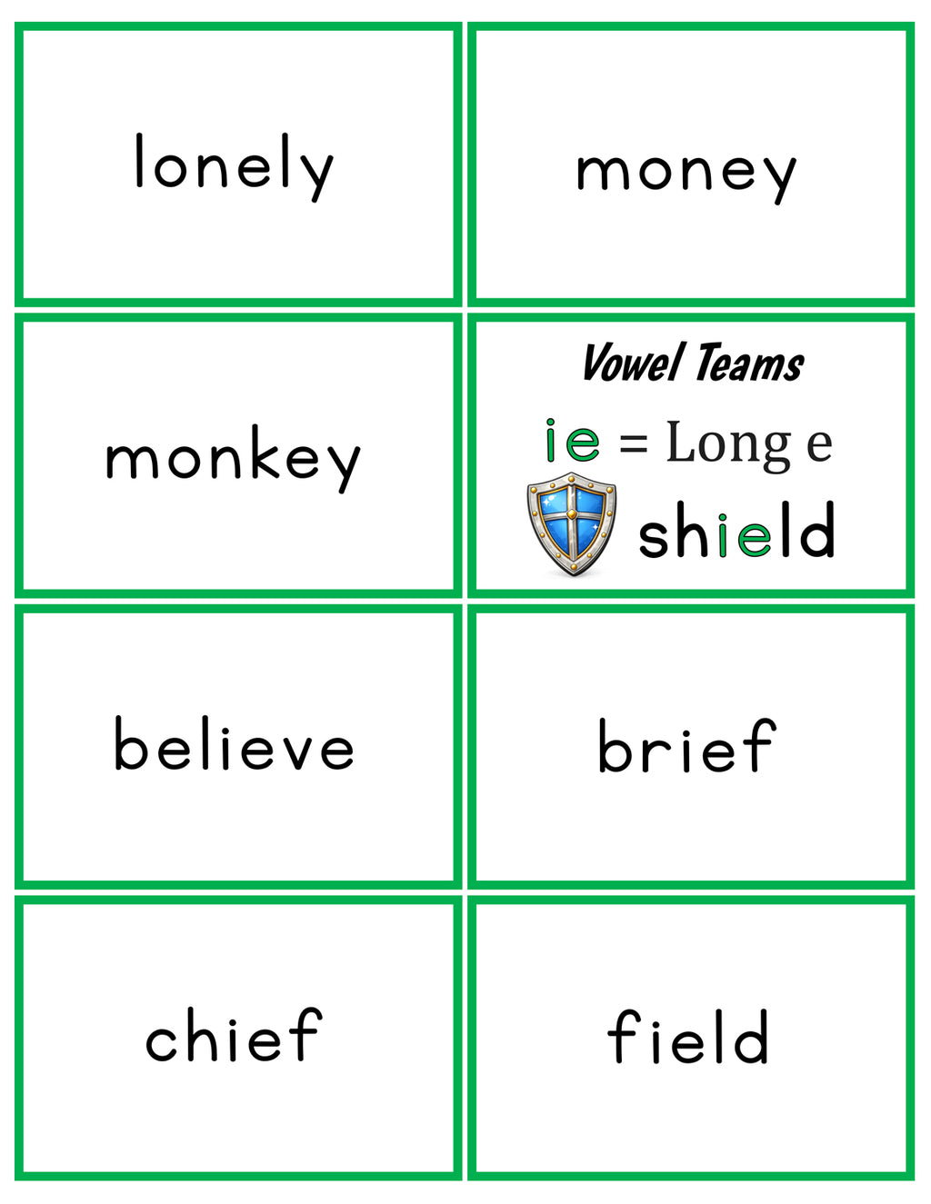 Vowel Teams (lists & flashcards)