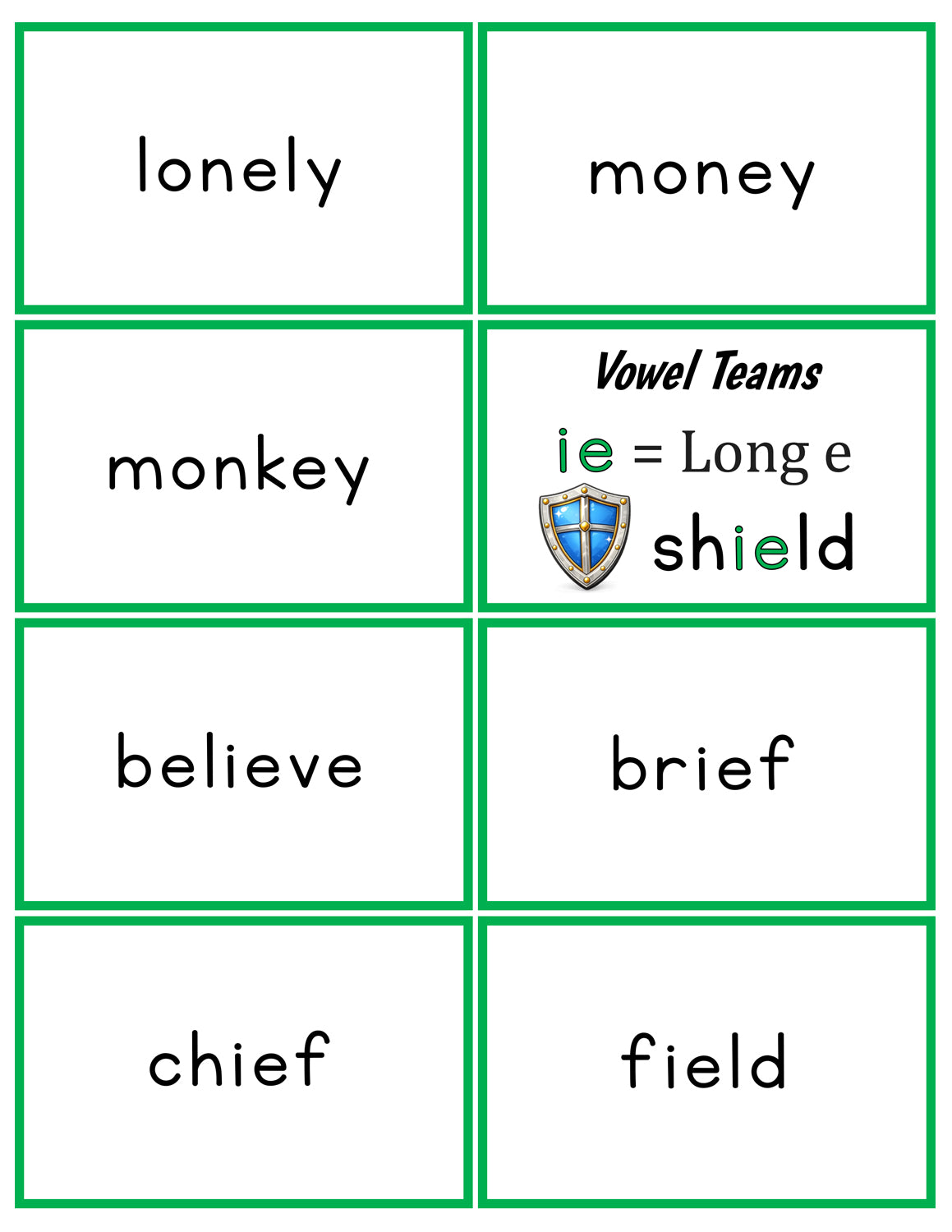 Vowel Teams (lists & flashcards)
